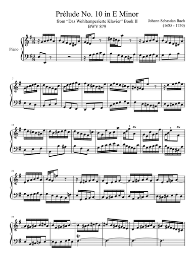 Prelude No. 10 BWV 879 in E Minor