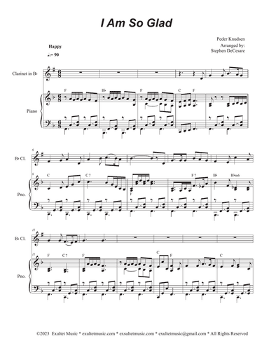 I Am So Glad (Bb-Clarinet solo and Piano)