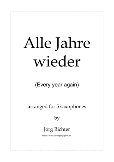 Alle Jahre wieder für Saxophonquintett