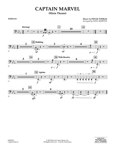 Captain Marvel (Main Theme) (arr. Paul Murtha) - Timpani