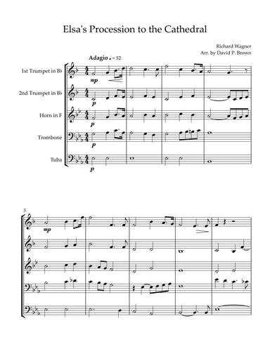 Elsa's Procession to the Cathedral (from Lohengrin) for Brass Quintet