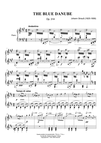 An der schönen blauen Donau - For Piano