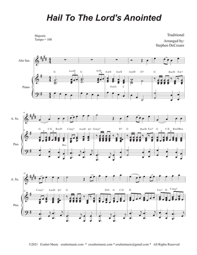 Hail To The Lord's Anointed (Alto Saxophone) - Piano accompaniment)