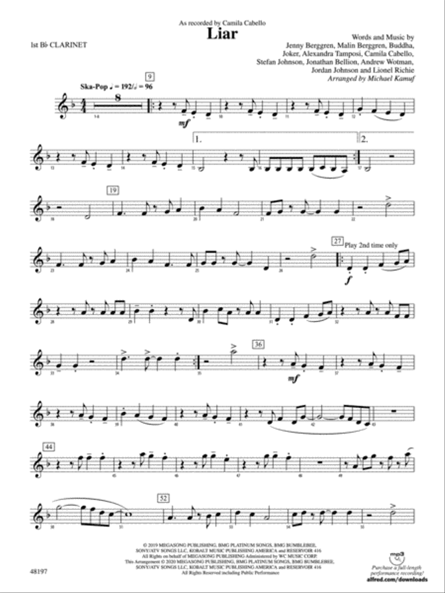 Liar: 1st B-flat Clarinet