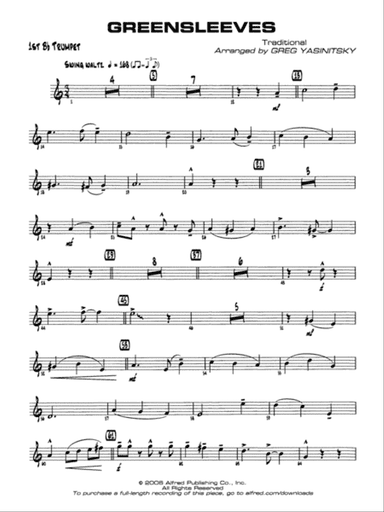 Greensleeves: 1st B-flat Trumpet