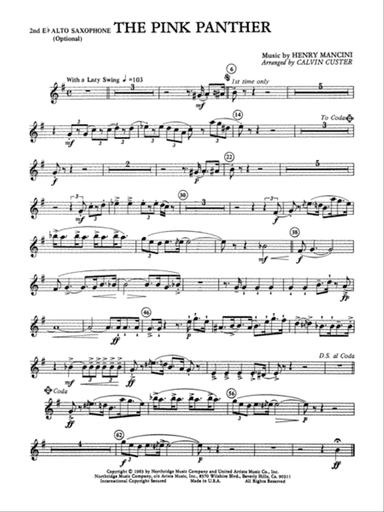 The Pink Panther: 2nd E-flat Alto Saxophone
