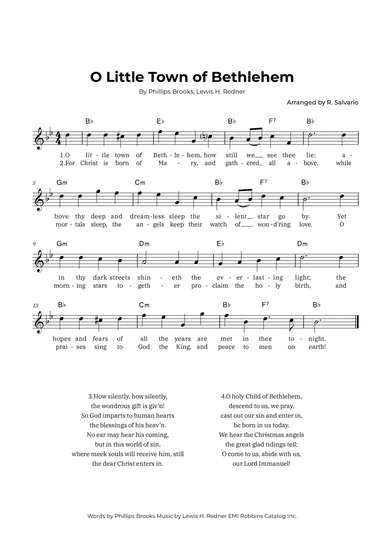 O Little Town of Bethlehem (Key of B-Flat Major)