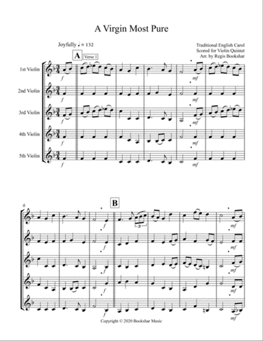 A Virgin Most Pure (F) (Violin Quintet)
