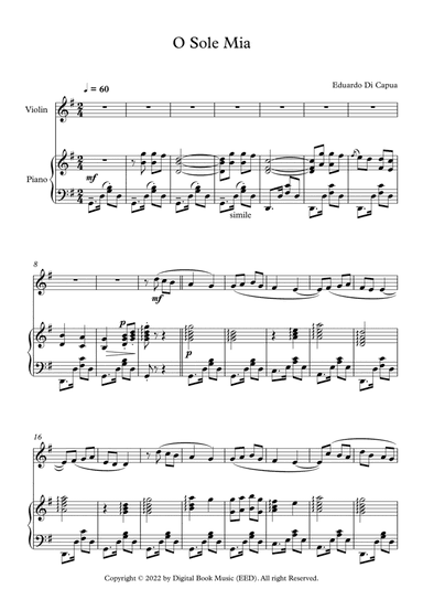 O Sole Mio - Eduardo Di Capua (Violin + Piano)