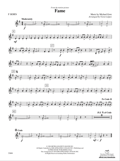 Fame (from the motion pictureFame): 1st F Horn