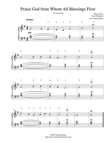 Praise God from Whom All Blessings Flow (Doxology) - for easy piano