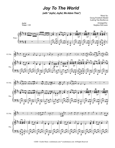 Joy To The World (with "Joyful, Joyful, We Adore Thee") (for Flute or Violin solo and Piano)