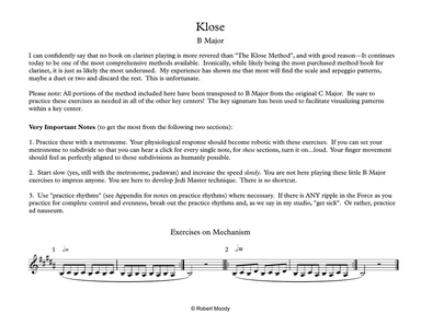 Klose B Major