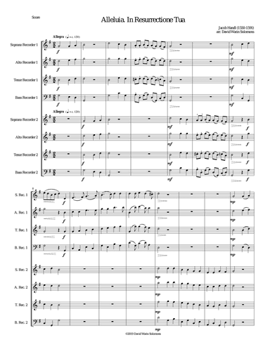 Alleluia In Resurrectione Tua arranged for recorder octet or recorder orchestra