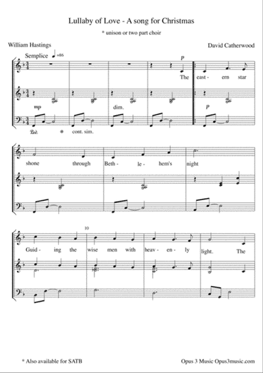 Lullaby of Love - A Christmas Song (for unison or 2 part Choir)