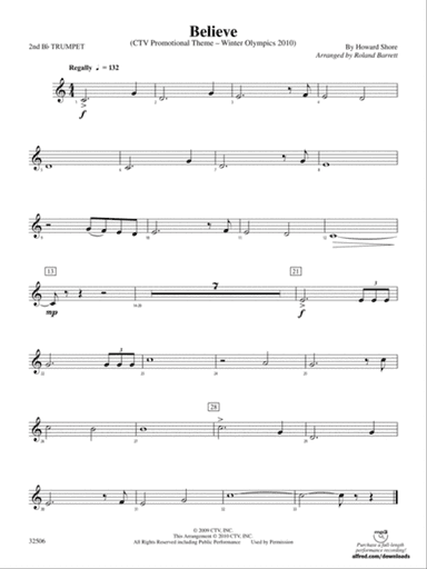 Believe (Winter Olympics 2010): 2nd B-flat Trumpet