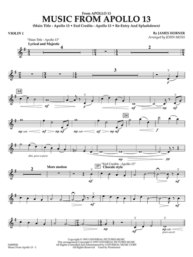 Music from Apollo 13 (arr. John Moss) - Violin 1