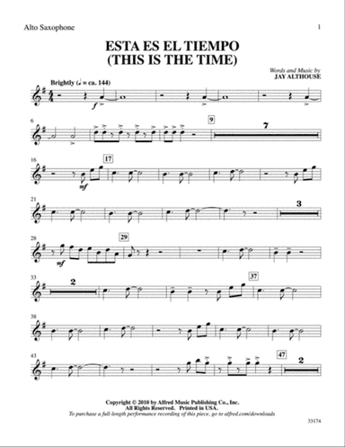 Esta Es el Tiempo (This Is the Time): E-flat Alto Saxophone
