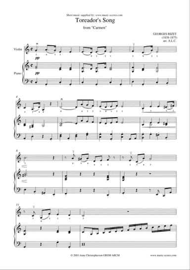 The Toreador Song from Carmen (short version) - Violin and Piano