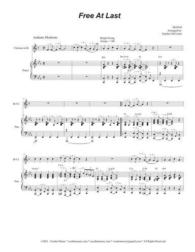 Free At Last (Bb-Clarinet solo and Piano)