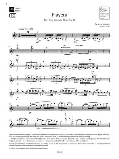 Playera (Grade 7, B2, from the ABRSM Violin Syllabus from 2024)