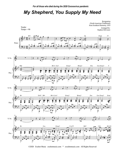 My Shepherd, You Supply My Need (for Soprano Saxophone and Piano)