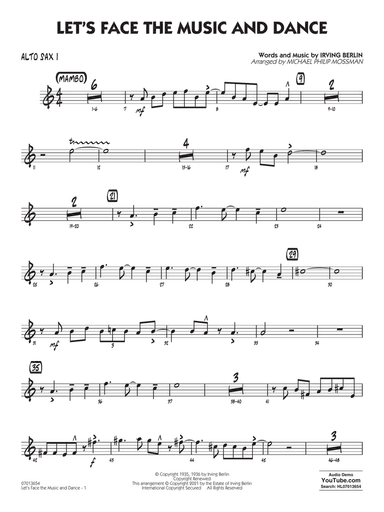 Let's Face the Music and Dance (arr. Michael Philip Mossman) - Alto Sax 1