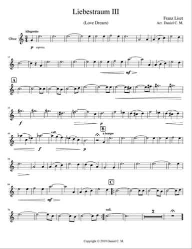 Liebestraum for oboe and piano (simplified)