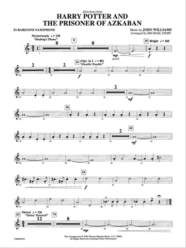 Harry Potter and the Prisoner of Azkaban, Selections from: E-flat Baritone Saxophone