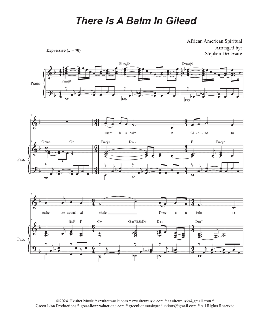 There Is A Balm In Gilead (Unison choir)