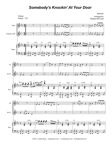 Somebody's Knockin' At Your Door (Duet for Flute and Bb-Clarinet)