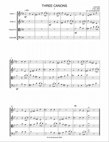 HAYDN Three Canons for string orchestra