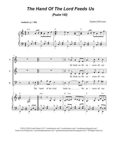 The Hand Of The Lord Feeds Us (Psalm 145) (Vocal Trio - (SAB)