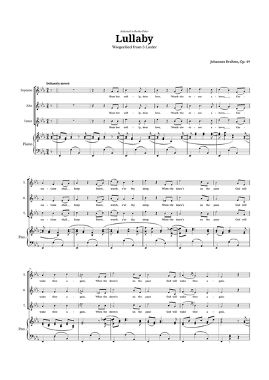 Lullaby by Brahms for SAT Choir and Piano