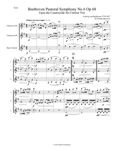 Beethoven Pastoral Symphony No 6 The Countryside for Clarinet Trio