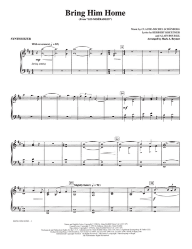 Bring Him Home (from Les Miserables) (arr. Mark Brymer) - Synthesizer