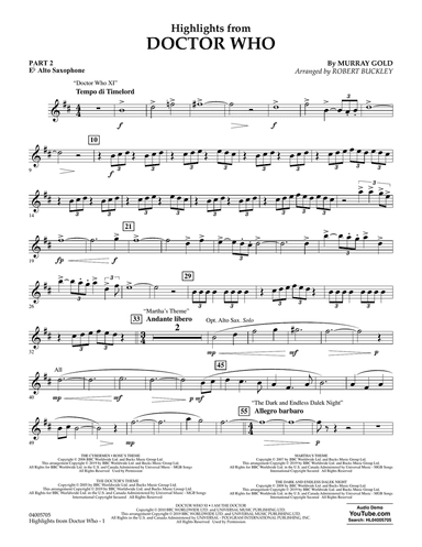 Highlights from Doctor Who (arr. Robert Buckley) - Pt.2 - Eb Alto Saxophone