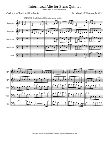 Intermezzi Alte for Brass Quintet