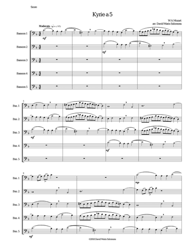 Mozart Kyrie canon a 5 arranged for 5 bassoons