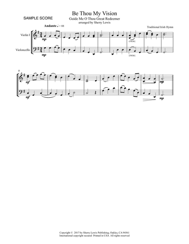 BE THOU MY VISION, A Traditional Irish Hymn, String Duo, Intermediate Level for violin and cello