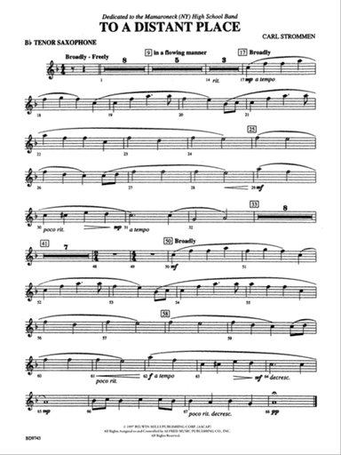 To a Distant Place: B-flat Tenor Saxophone