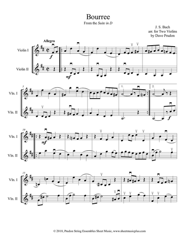 Bach Bourree for Two Violins
