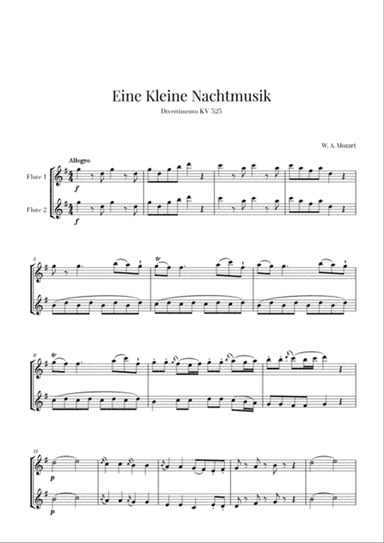 Eine Kleine Nachtmusik for 2 Flutes