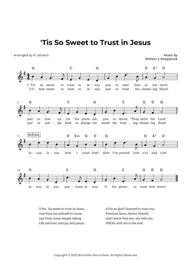 'Tis So Sweet to Trust in Jesus (Key of G Major)