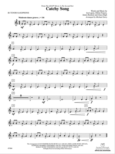 Catchy Song: B-flat Tenor Saxophone