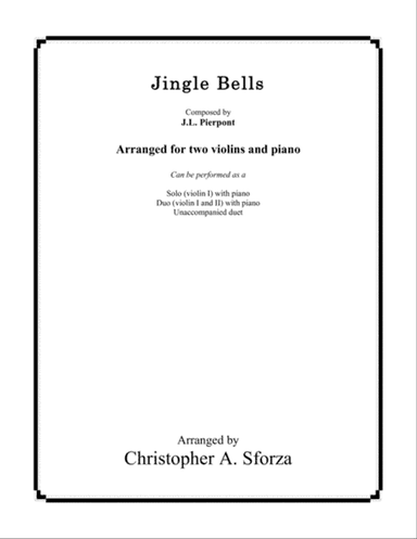 Jingle Bells, for two violins and piano