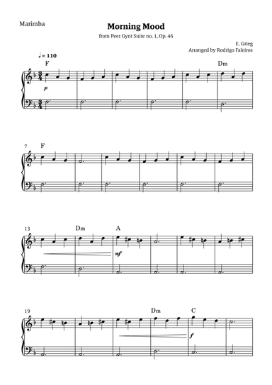 Morning Mood (solo marimba - level 2 - with chords)