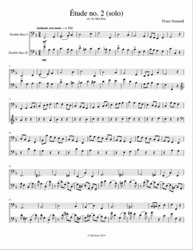 Franz Simandl Étude no. 2 in F Major (Andante con moto) for Two Double Basses