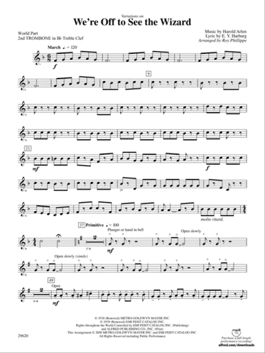 We're Off to See the Wizard, Variations on: (wp) 2nd B-flat Trombone T.C.