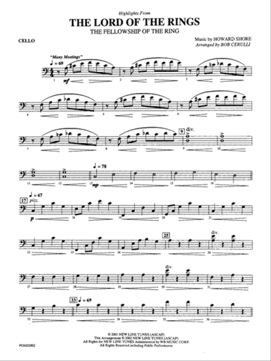 The Lord of the Rings: The Fellowship of the Ring: Cello